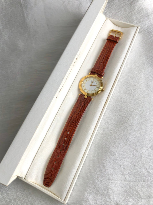 Christian Dior Watch Gold×Brown 3063 Vintage mwcd5p