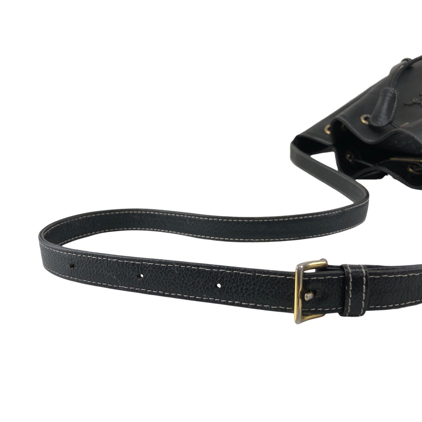 Yves Saint Laurent YSL Logo Drawstring Shoulder bag Black Vintage 3jig7u