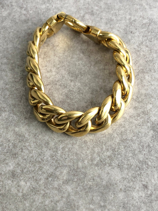 CELINE Logo Chain Bracelet Gold Vintage 3iad2y
