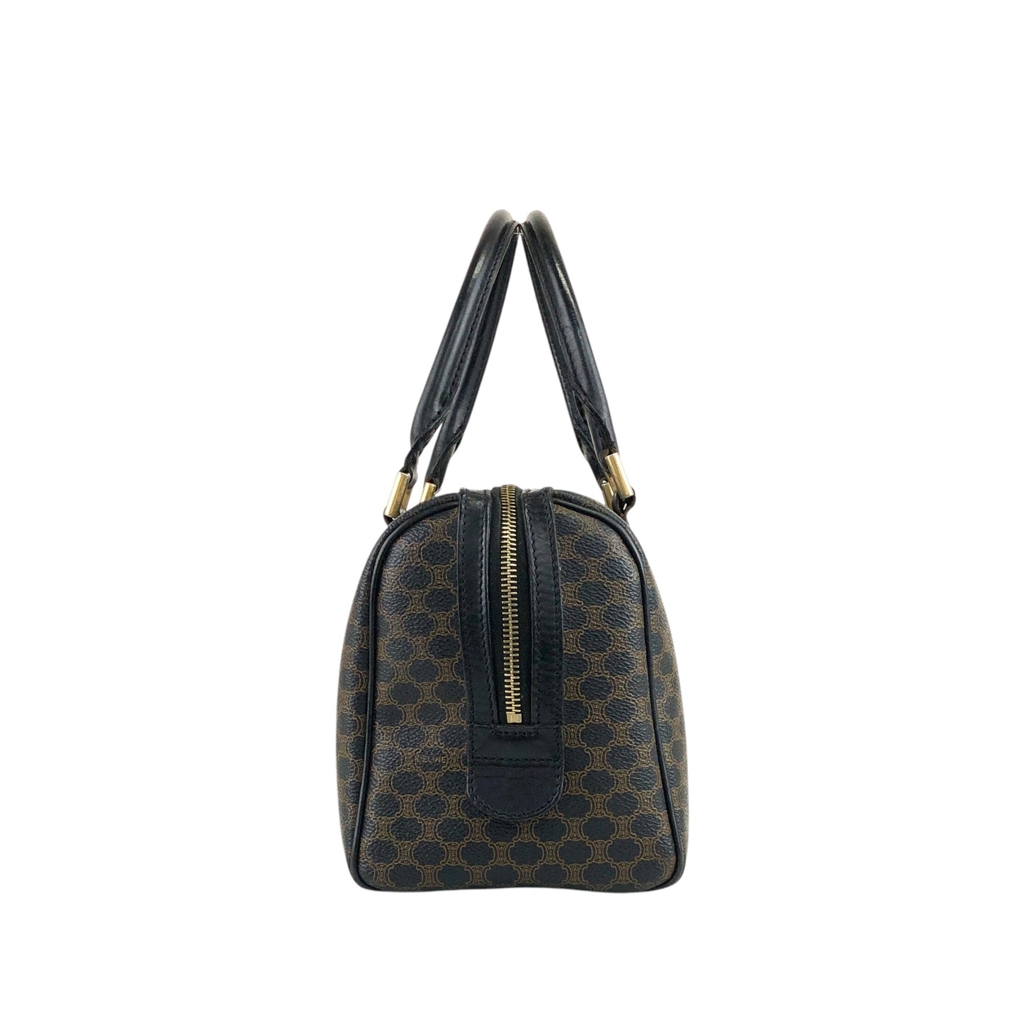 CELINE Macadam Blason Two-way Handbag Shoulder bag Black Vintage a45rtr