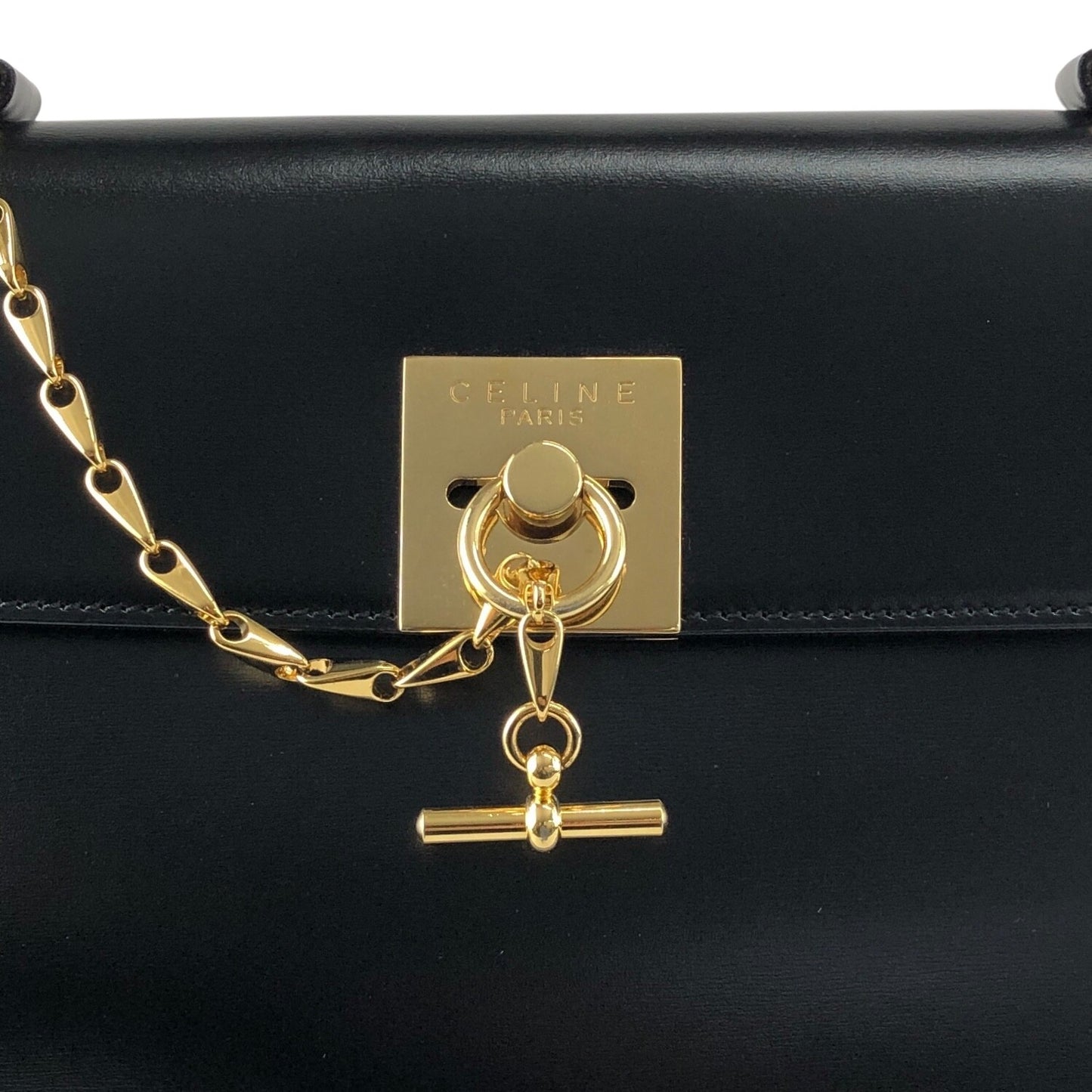 CELINE Gancini Handbag Black Vintage rtifa3