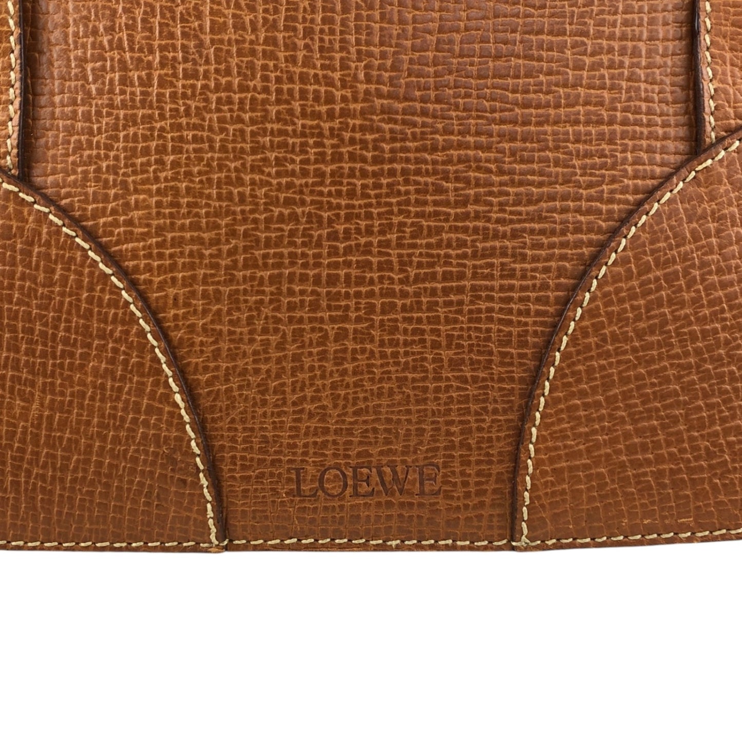 LOEWE Logo Embossed Handbag Boston bag Brown Vintage u2gt6p