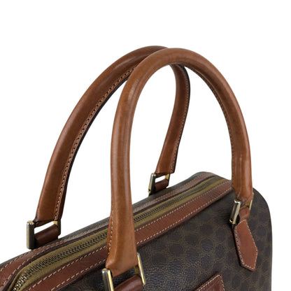 CELINE Macadam Blason Small Boston bag Handbag Brown Vintage 3wak2v