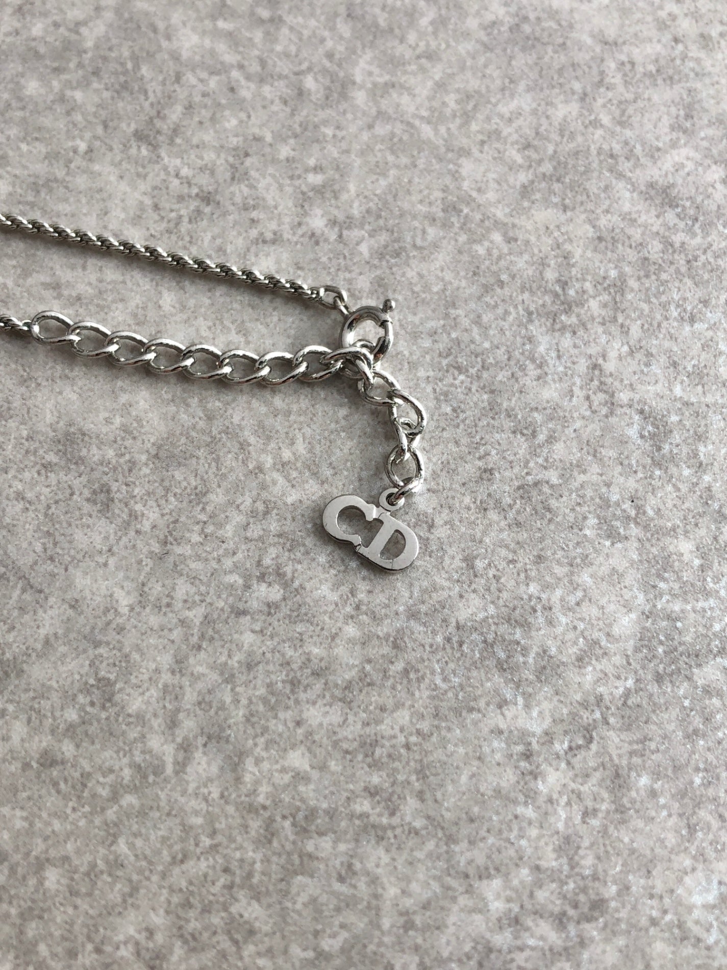 Christian Dior CD Logo Necklace Silver Vintage 3kfw2b