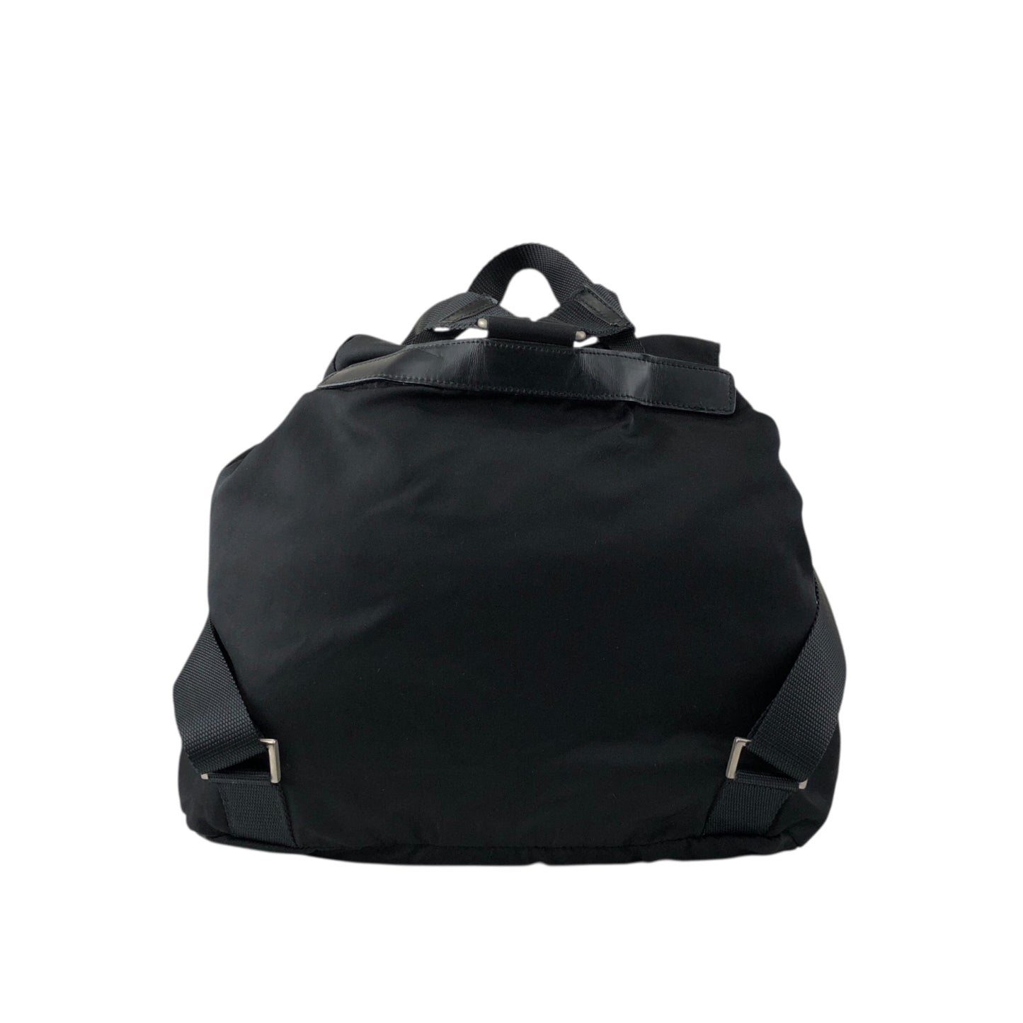 PRADA Tessuto Triangle Logo Front Buckle Backpack Black Vintage ku8tbi