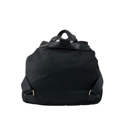 PRADA Tessuto Triangle Logo Front Buckle Backpack Black Vintage ku8tbi