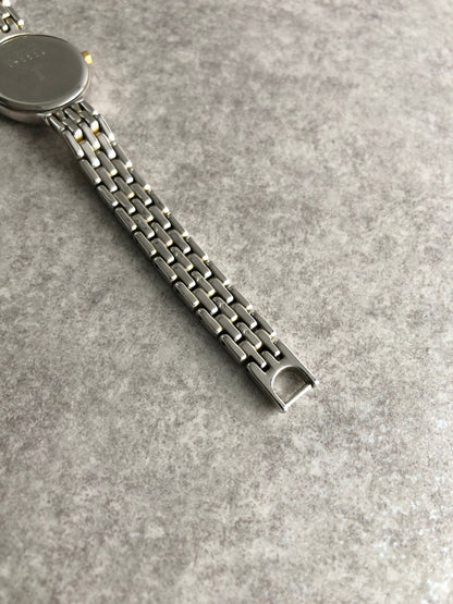 Yves Saint Laurent YSL Logo Quartz Watch Silver×White Vintage 5se247