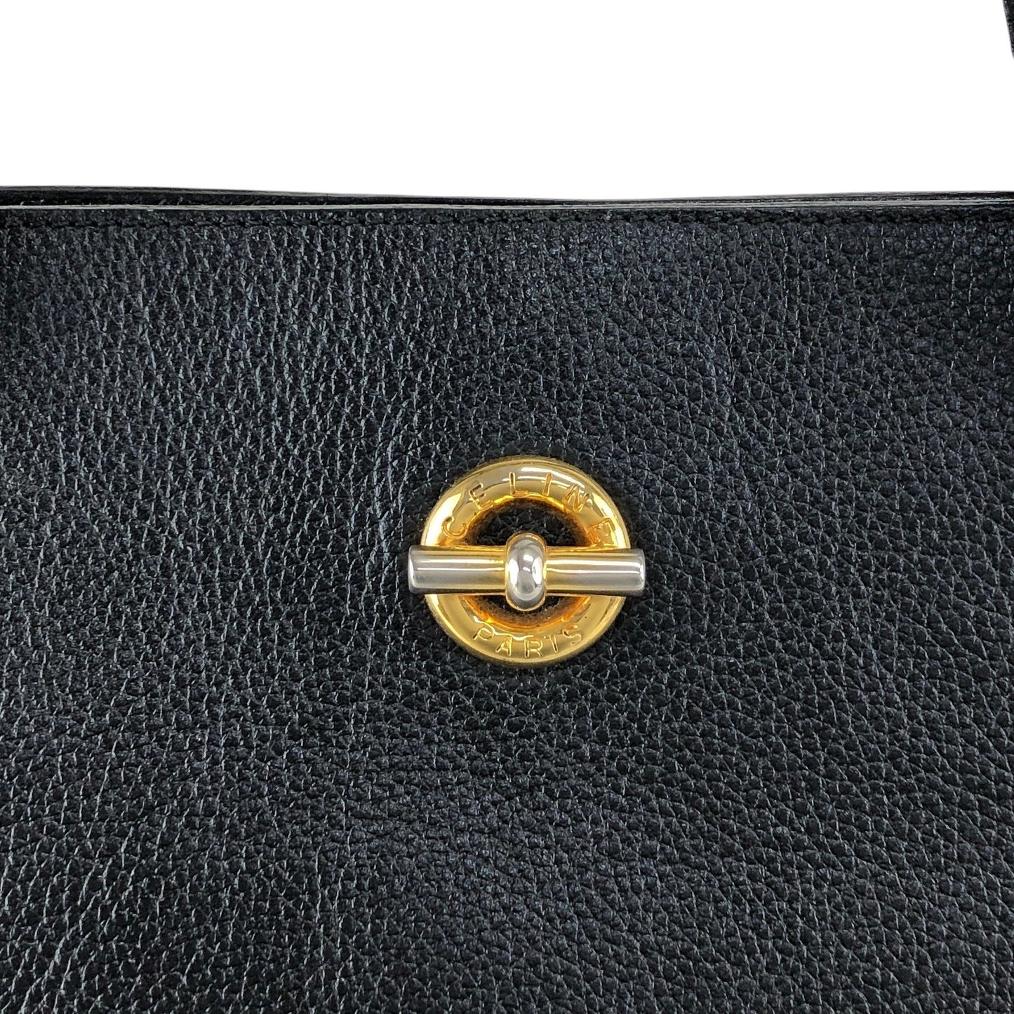 CELINE Toggle Clasp Handbag Totebag Black Vintage vaw4nd