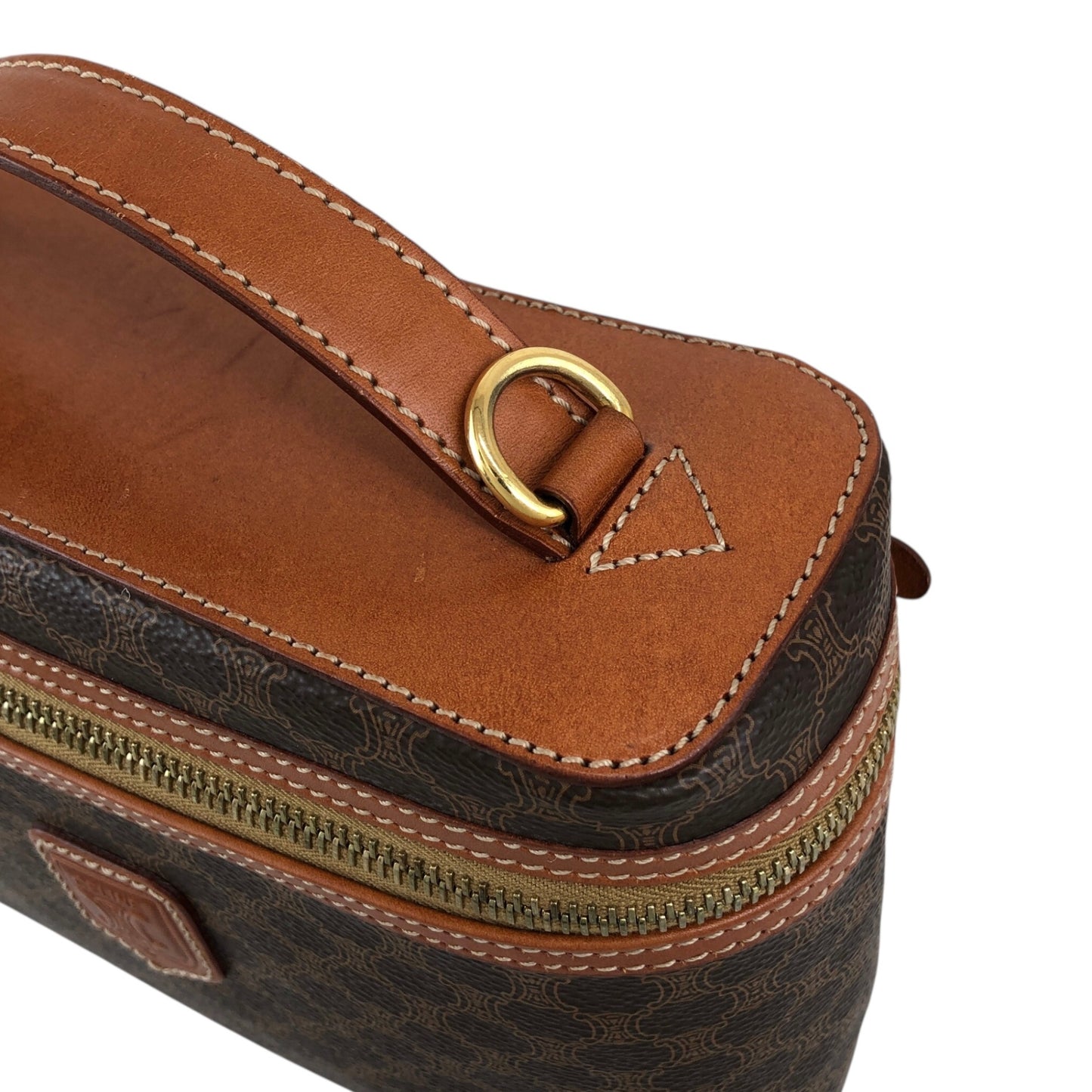 CELINE Macadam Blason Two-way Handbag Shoulder bag Vanity bag Brown Vintage t7yhbd