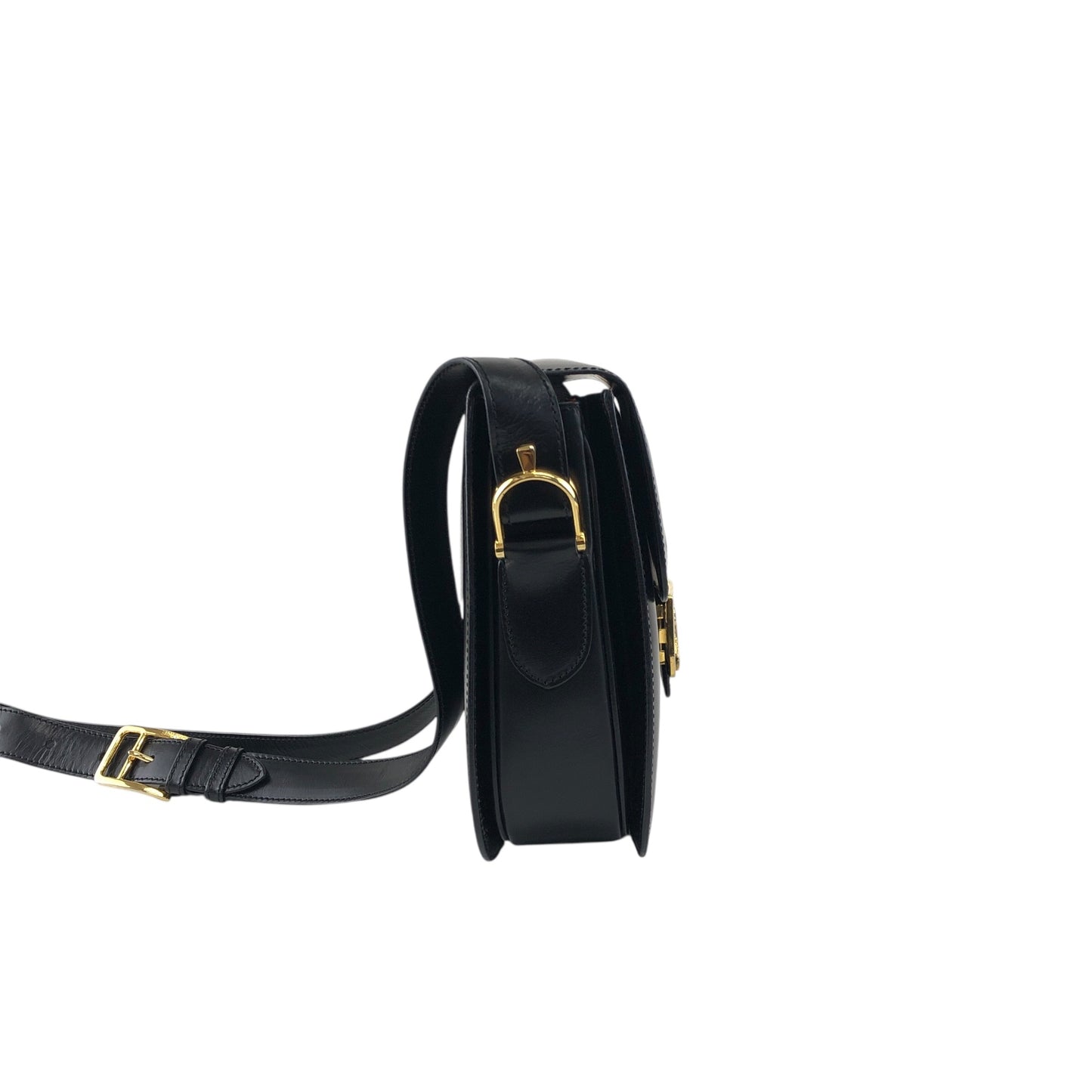 CELINE Horse Carriage Crossbody Shoulder bag Black Vintage zkdk65