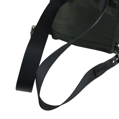 PRADA Tessuto Triangle Logo Double Pocket Backpack Black Vintage kuuttd