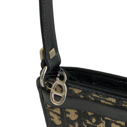 Christian Dior Trotter Logo Jacquard Leather Shoulder bag Black Vintage sd7w5n