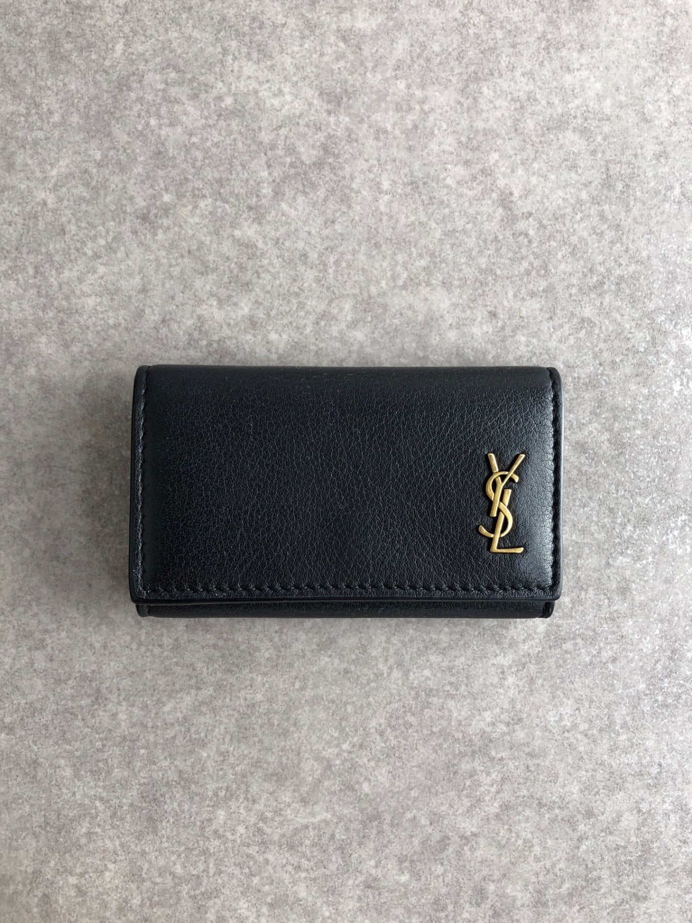 Yves Saint Laurent YSL Logo Key Case Black Vintage fjp66r