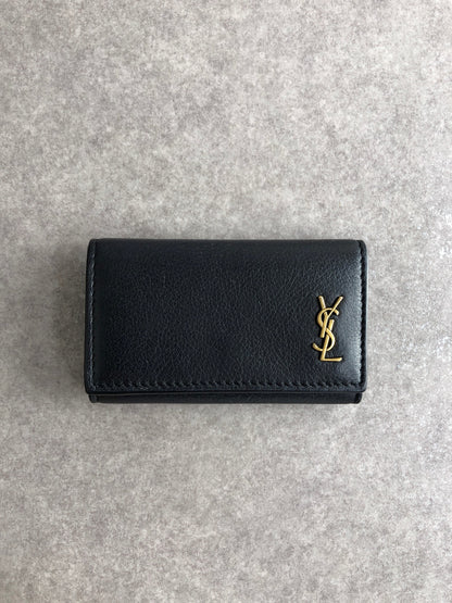 Yves Saint Laurent YSL Logo Key Case Black Vintage fjp66r