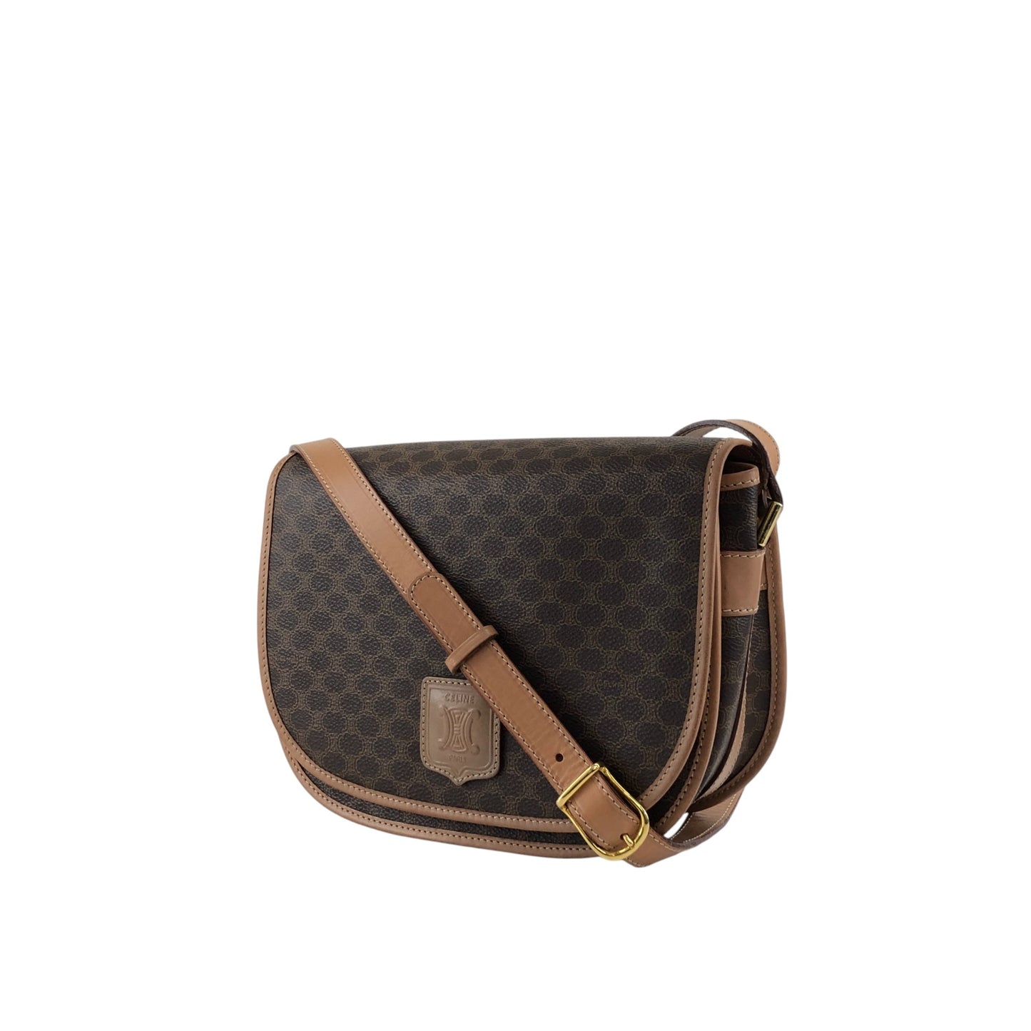 CELINE Macadam Blason Shoulder bag Brown Vintage mgt7zs