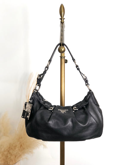 PRADA Logo Shoulder bag Black Vintage en8d2i