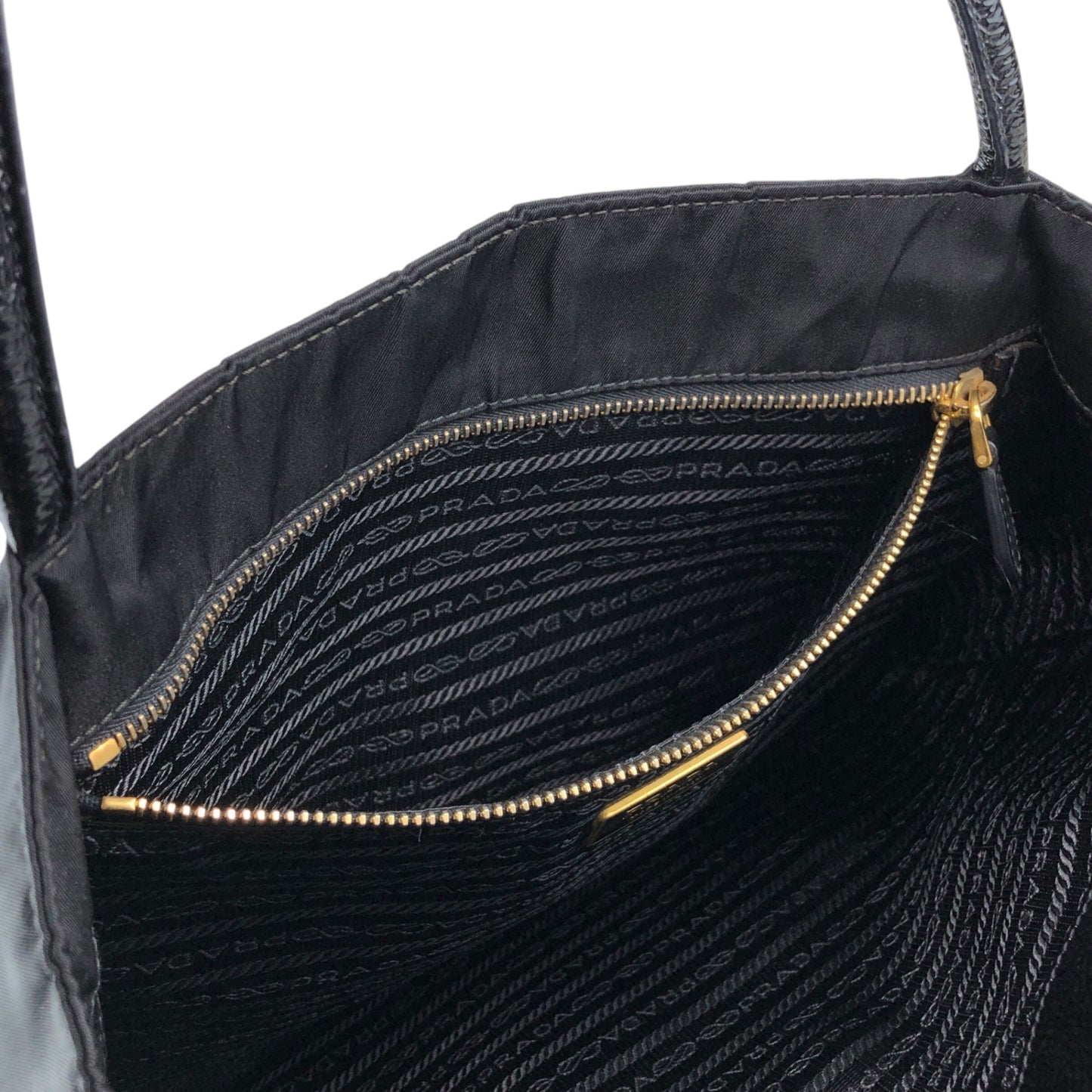 PRADA Tessuto Triangle Logo Handbag Totebag Black Vintage bikz2y