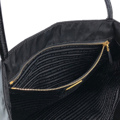PRADA Tessuto Triangle Logo Handbag Totebag Black Vintage bikz2y