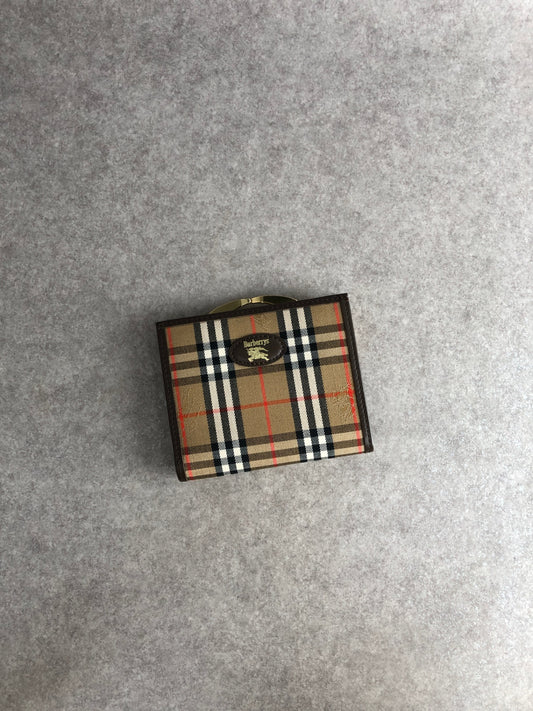 BURBERRY Nova Check Logo Folded Wallet Brown Vintage b5c22u