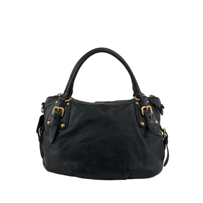 PRADA Logo Two-way Handbag Shoulder bag Black Vintage jrndes