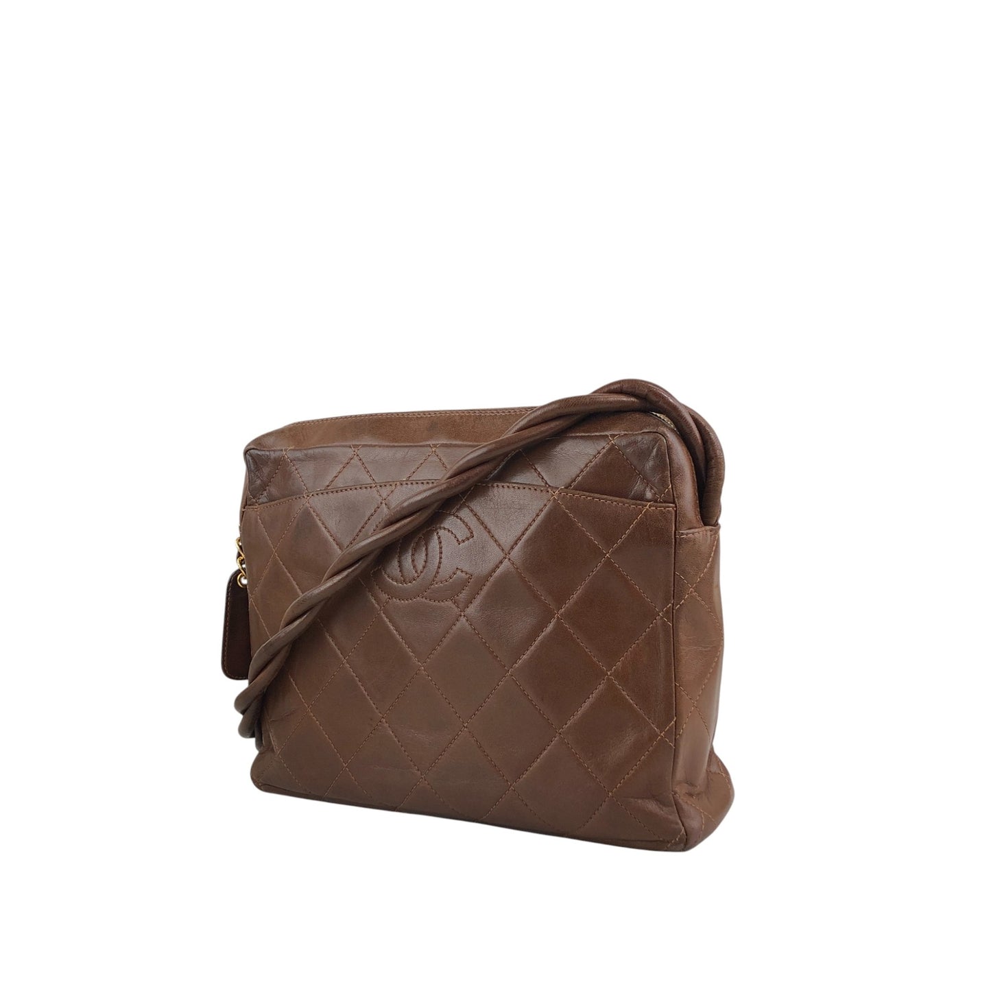CHANEL Matelasse Coco Mark Shoulder bag Brown Vintage 4u7hig