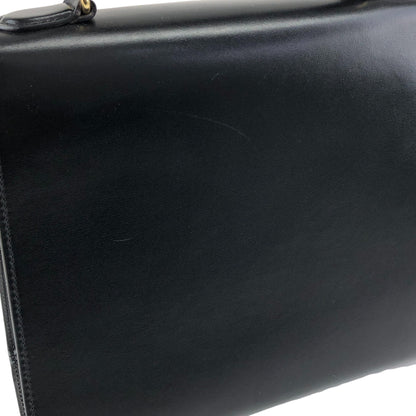 CELINE Gancini Two-way Handbag Shoulder bag Black Vintage r5552p