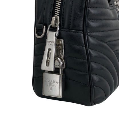 PRADA Logo Small Boston bag Handbag Black Vintage v7w6vi