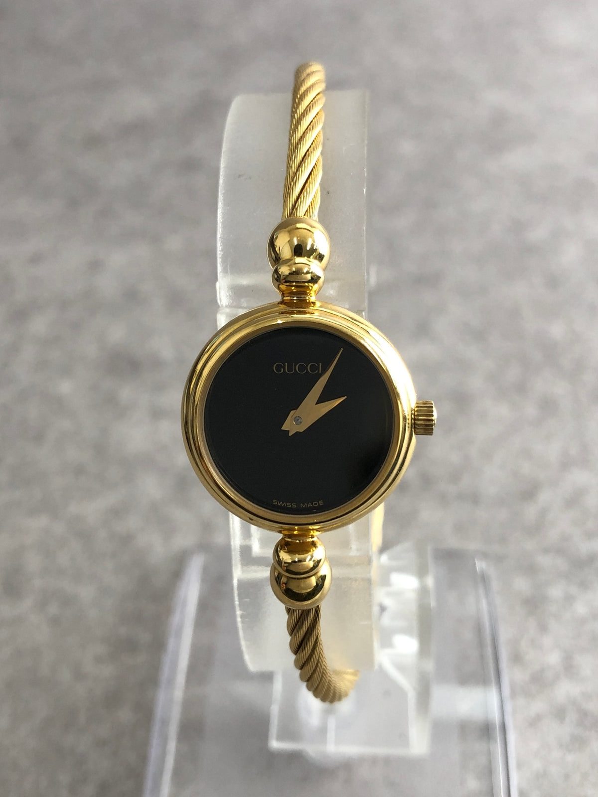 GUCCI Logo Bangle Quartz Watch Gold 2700.2.L Vintage 58benr