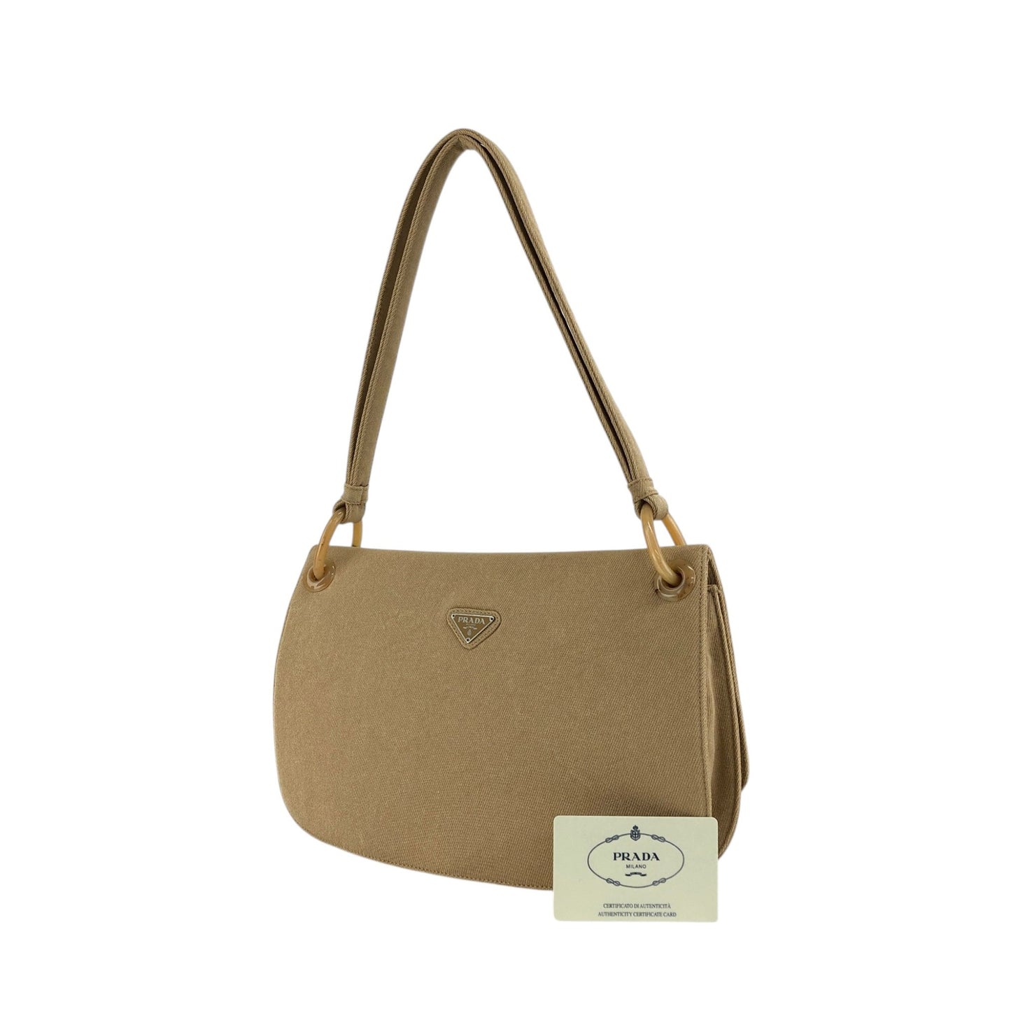 PRADA Triangle Logo Shoulder bag Beige Vintage jhervy