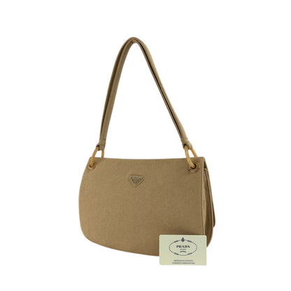 PRADA Triangle Logo Shoulder bag Beige Vintage jhervy