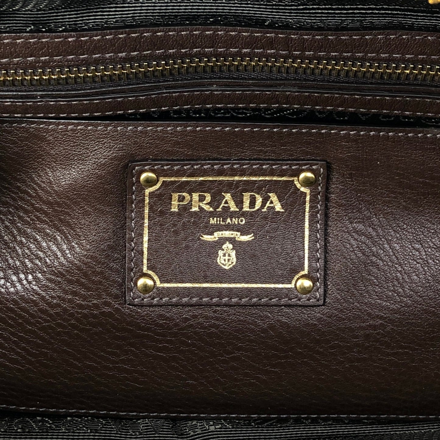 PRADA Logo Handbag Shoulder bag Brown Vintage wddeyg