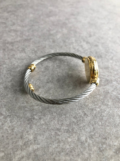 GUCCI Logo Bangle Watch Gold×Silver 2700.2.L Vintage yekiep