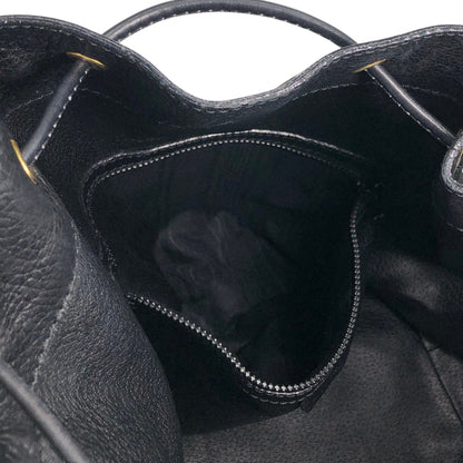 CELINE Gancini Front Pocket Drawstring Shoulder bag Black Vintage 3gt2jh