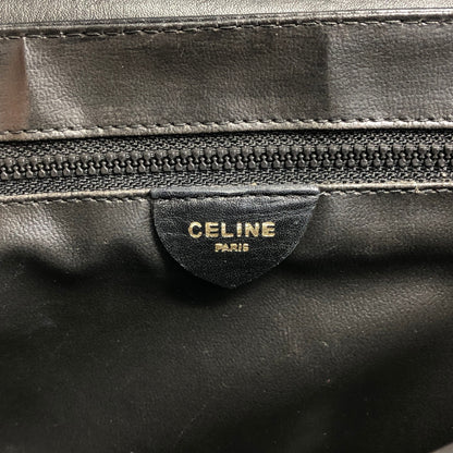 CELINE Blason Bias Stitch Shoulder bag Black Vintage c5vped