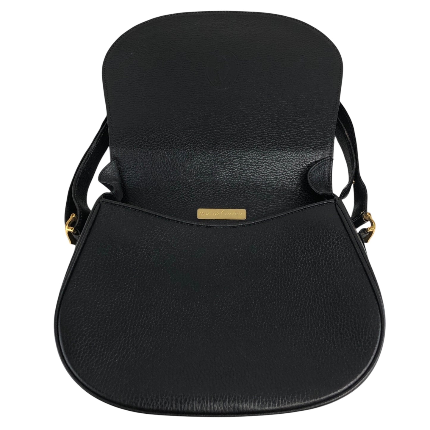 Cartier Logo Embossed Shoulder bag Black Vintage nucjig