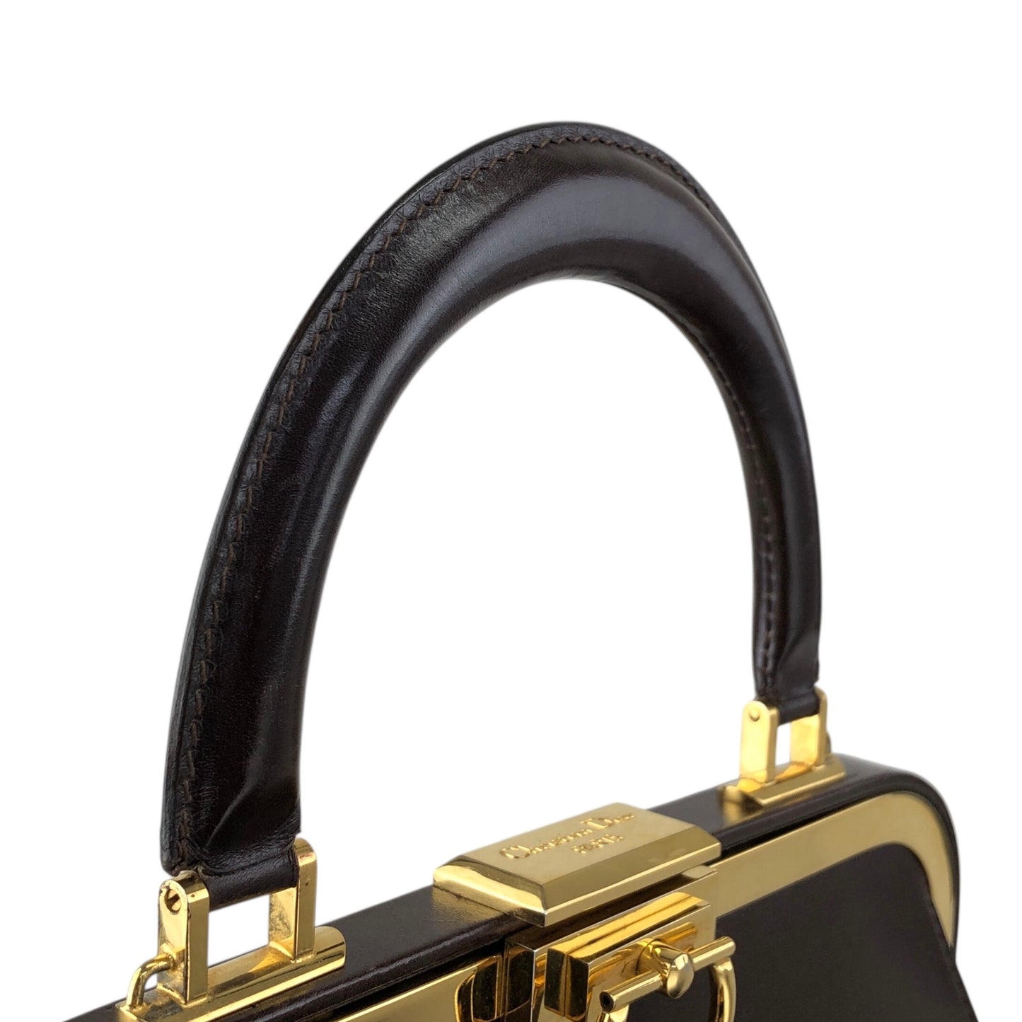 Christian Dior Metal Closure Two-way Handbag Shoulder bag Brown Vintage 2iixfe