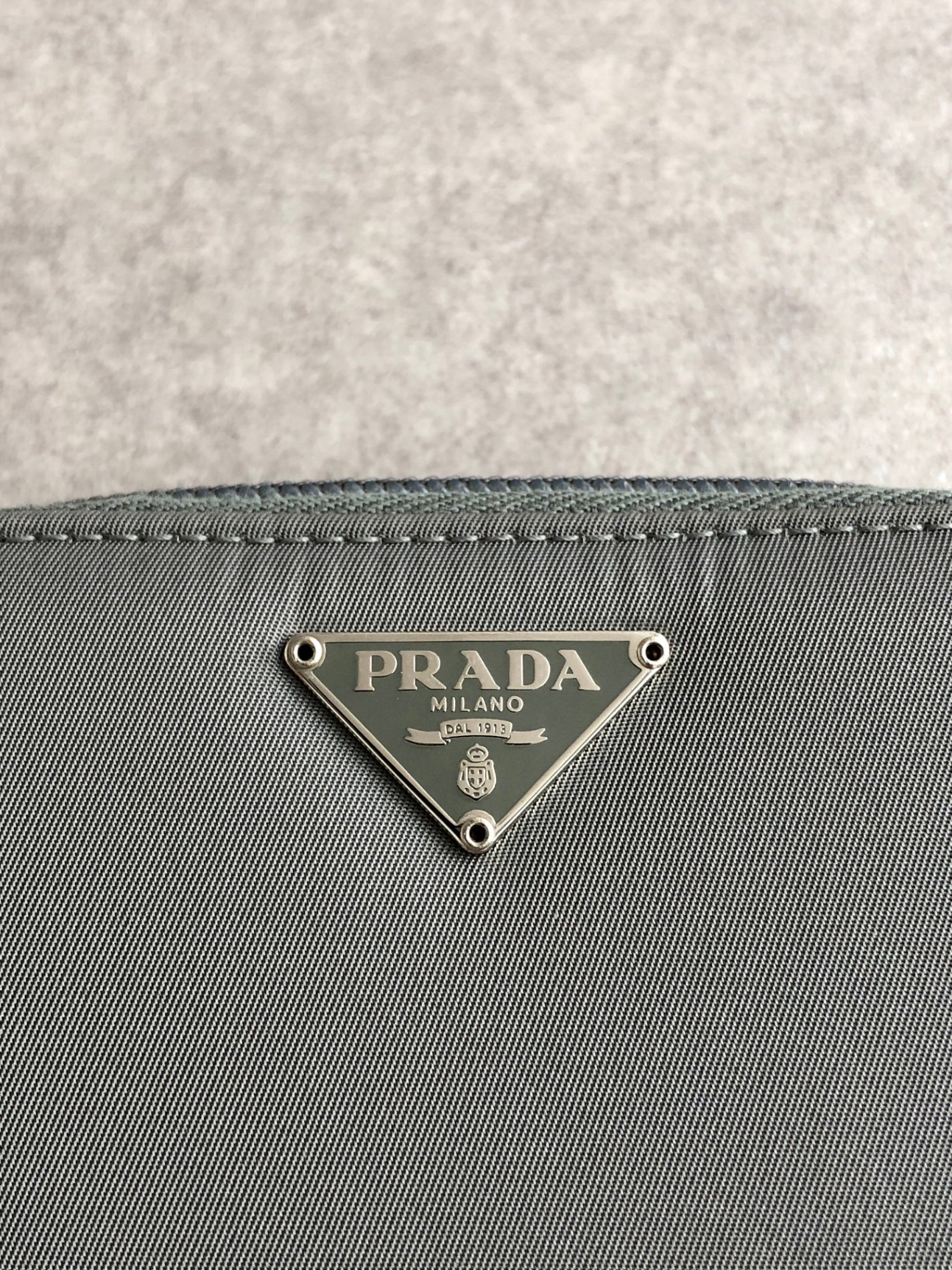 PRADA Tessuto Triangle Logo Folded Wallet Gray Vintage y6v82j