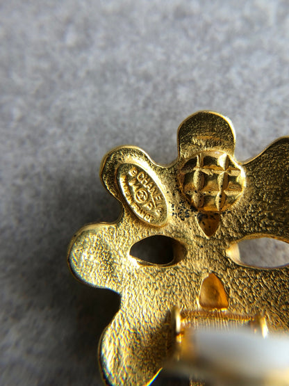 CHANEL Coco Mark Earrings Gold Vintage a6pmtj