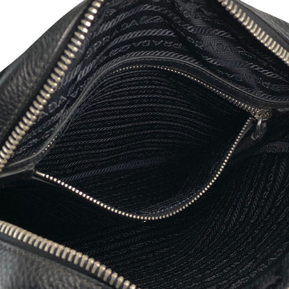 PRADA Triangle Logo Front Buckle Front Pocket Shoulder bag Black Vintage fg3jes