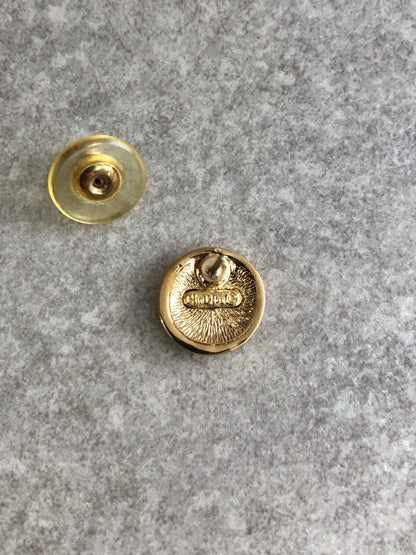 Christian Dior CD Logo Rhinestone Pierced Silver×Black Vintage twgnkz