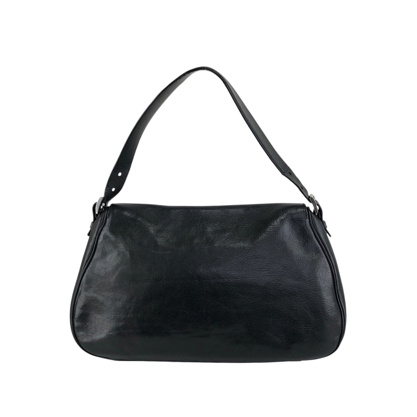 PRADA Logo Front Buckle Shoulder bag Hobobag Black Vintage m5w8bc