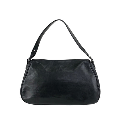 PRADA Logo Front Buckle Shoulder bag Hobobag Black Vintage m5w8bc