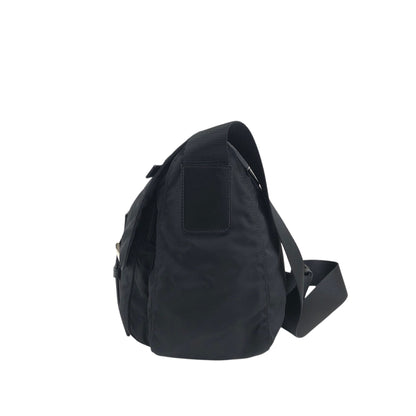 PRADA Tessuto Triangle Logo Shoulder bag Black Vintage zrh5tr