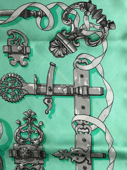 HERMES Silk Scarf Green Vintage n8f2h6