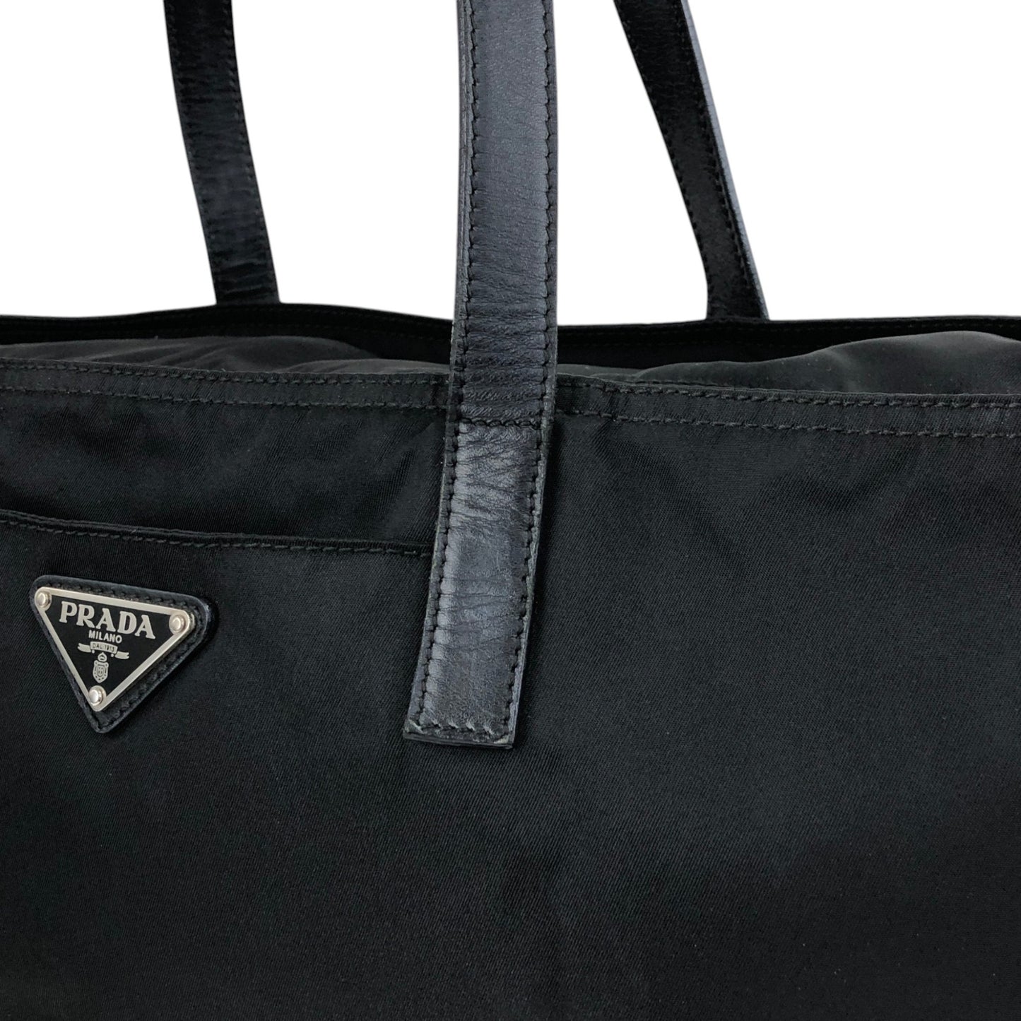 PRADA Tessuto Triangle Logo Totebag Black Vintage mbeuzk