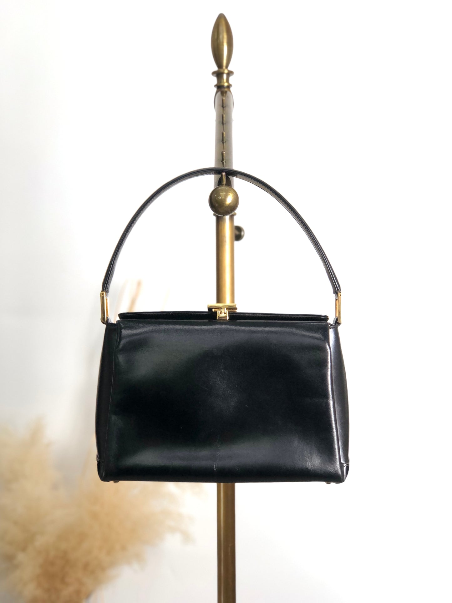 GUCCI Logo Handbag Vanity bag Black Vintage aitdmr