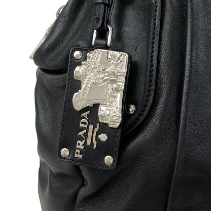 PRADA Logo Two-way Handbag Shoulder bag Black Vintage te623t