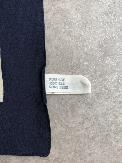 Christian Dior Silk Scarf Navy Vintage wt6sun
