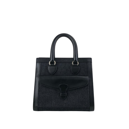 Christian Dior Logo Handbag Black,Indigo Canvas Denim Vintage 554rfk