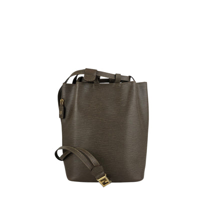 FENDI Logo  Drawstring Shoulder bag Brown Vintage z6vszr